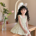 Kids suspender lacedress cake skirt summer thin cotton silk skirt little girl flying sleeve style floral skirt