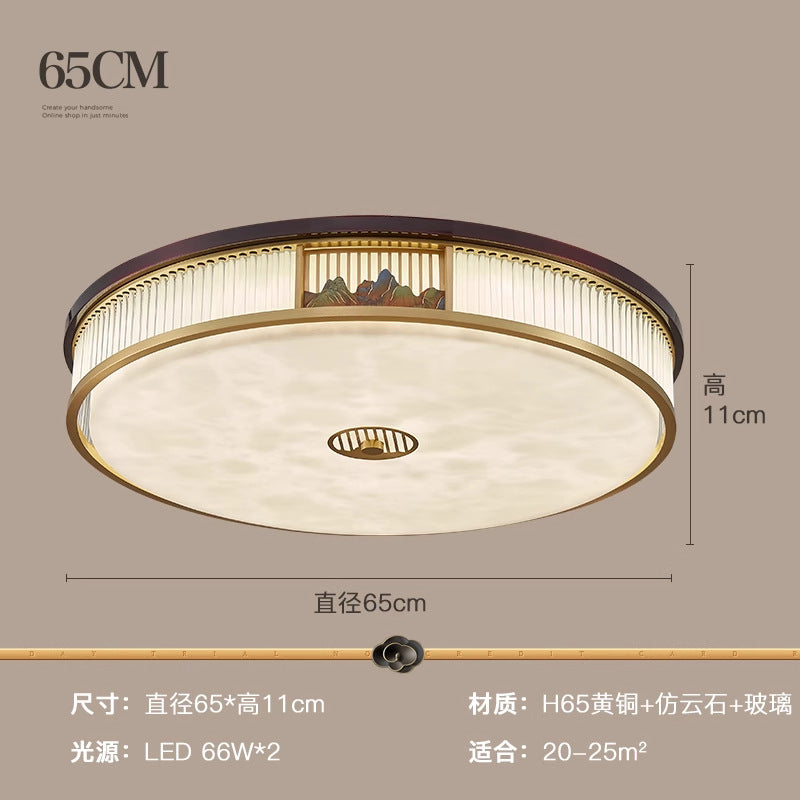 [Jiangshan] 2024 high-end new Chinese ceiling lamp, marble living room lamp zen square bedroom Chinese style