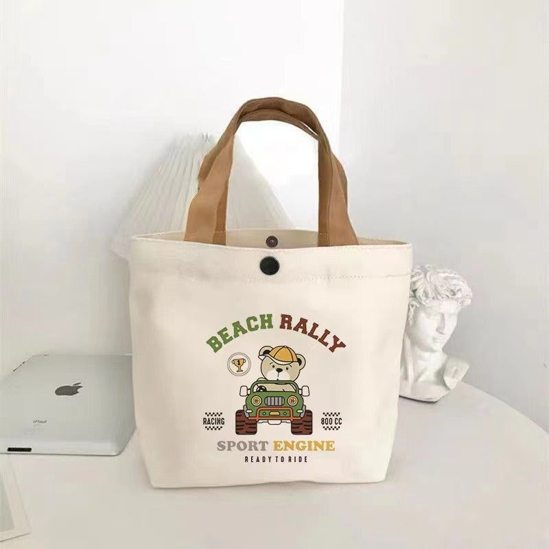 Canvas bag Versatile female student lunch box bag Simple tote bag Small tote bag Office worker rice bag Bento bag Small bag