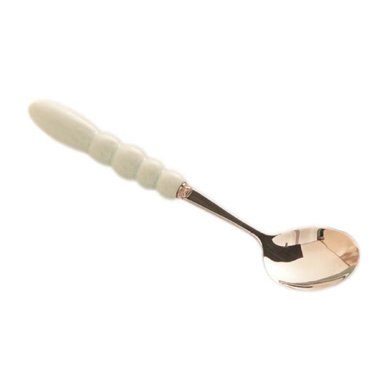 Creamy style 304 stainless steel cutlery set - includes knife, fork, and spoon with ceramic handles. high-style design, perfect for soups. suitable for kids and adults