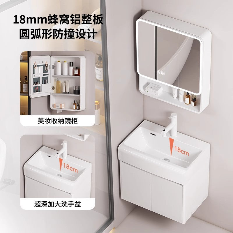 Small apartment circular arc bathroom cabinet deepened wash basin space honeycomb aluminum washbasin cabinet combined toilet washbasin
