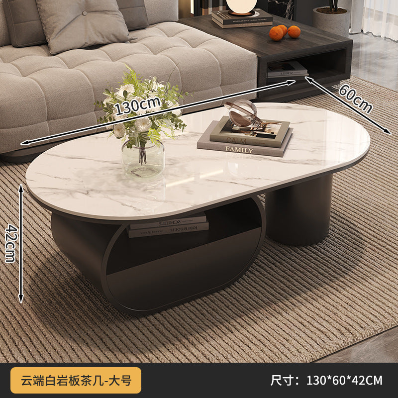 Cream style oval slate coffee table casual living room accessible luxuryfor homemodern combination new arrival small apartment coffee table