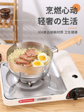 304 stainless steel flat-bottom japanese yukihira pan - non-stick, induction compatible, suitable for soups, milk, baby food, and deep frying