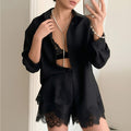 summer new arrivals: european & american cross-border women's fashion - stylish casual striped shirt & shorts minimalist set