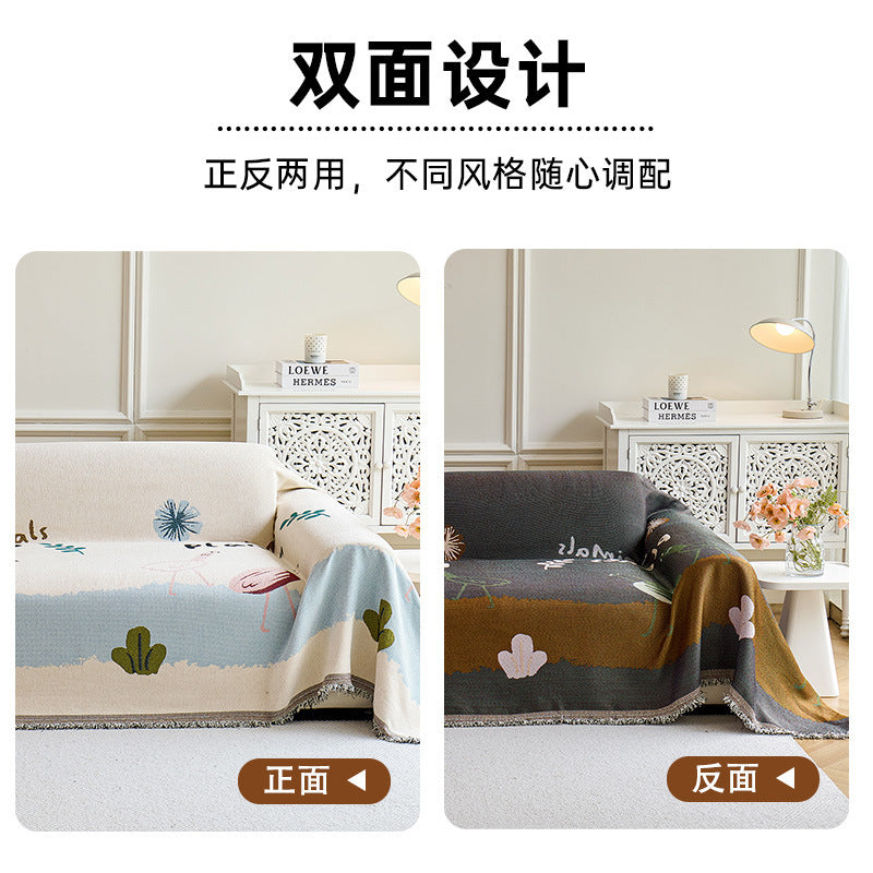 sofa towel, full cover cloth, high-end cartoon ins wind and snow Neil, anti-cat scratch, non-hair sofa cover, one-piece cover.