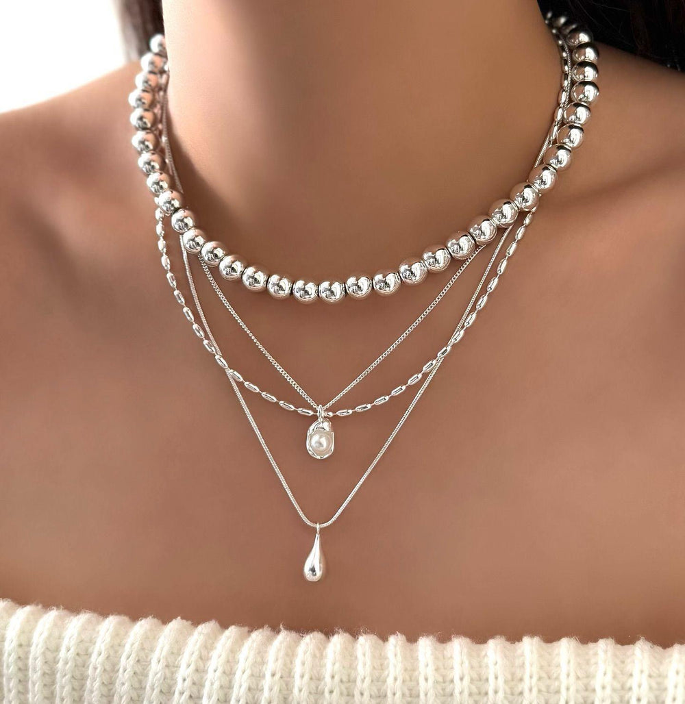 Stacked sweater necklace wholesale cross-border fashion multi-layer design pendant jewelry women's versatile autumn and winter beaded necklace