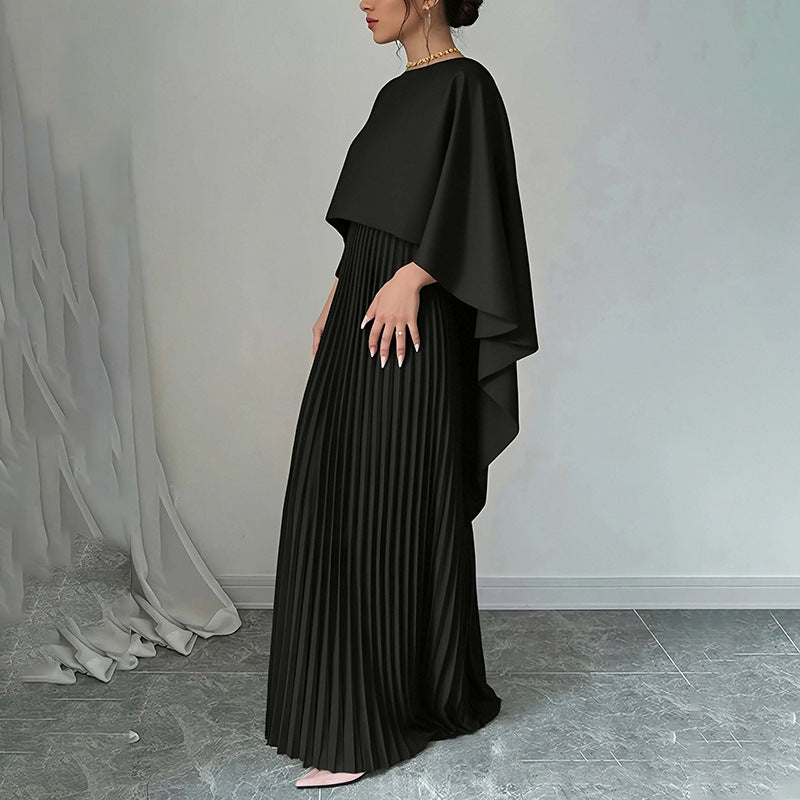cross-border e-commerce women's fashion: european and american summer new arrivals - casual solid color batwing sleeve ruched asymmetrical skirt set