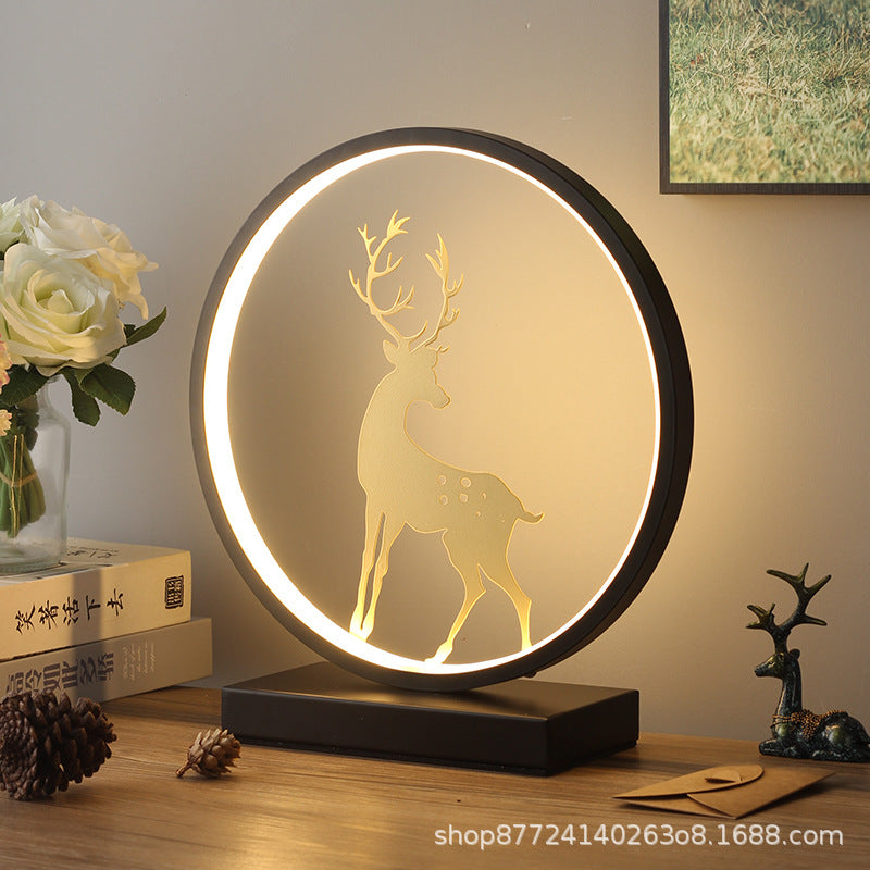 Stylish creative table lamp bedroom bedside lamp living room decoration deer round led eye protection energy saving home lighting fixtures