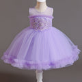 Ready-to-ship new children's formal dress: pearl-embellished tulle princess gown for baby girls, perfect for first birthday photoshoots and special occasions. kids dress