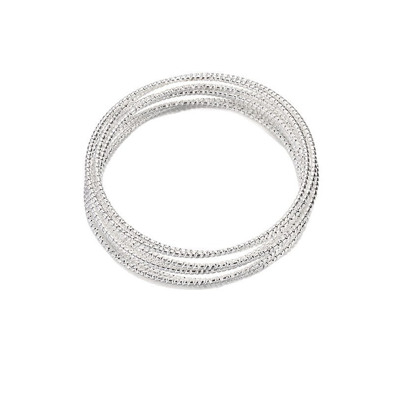Wholesale alloy bangle sets for cross-border e-commerce: fashionable, small, multi-layered, plain circle bracelets for women (european & american style)