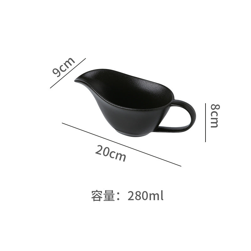 European style ceramic sauce boat western food steak juice bucket cup teppanyaki black pepper tomato juice ceramic handle cup seasoning
