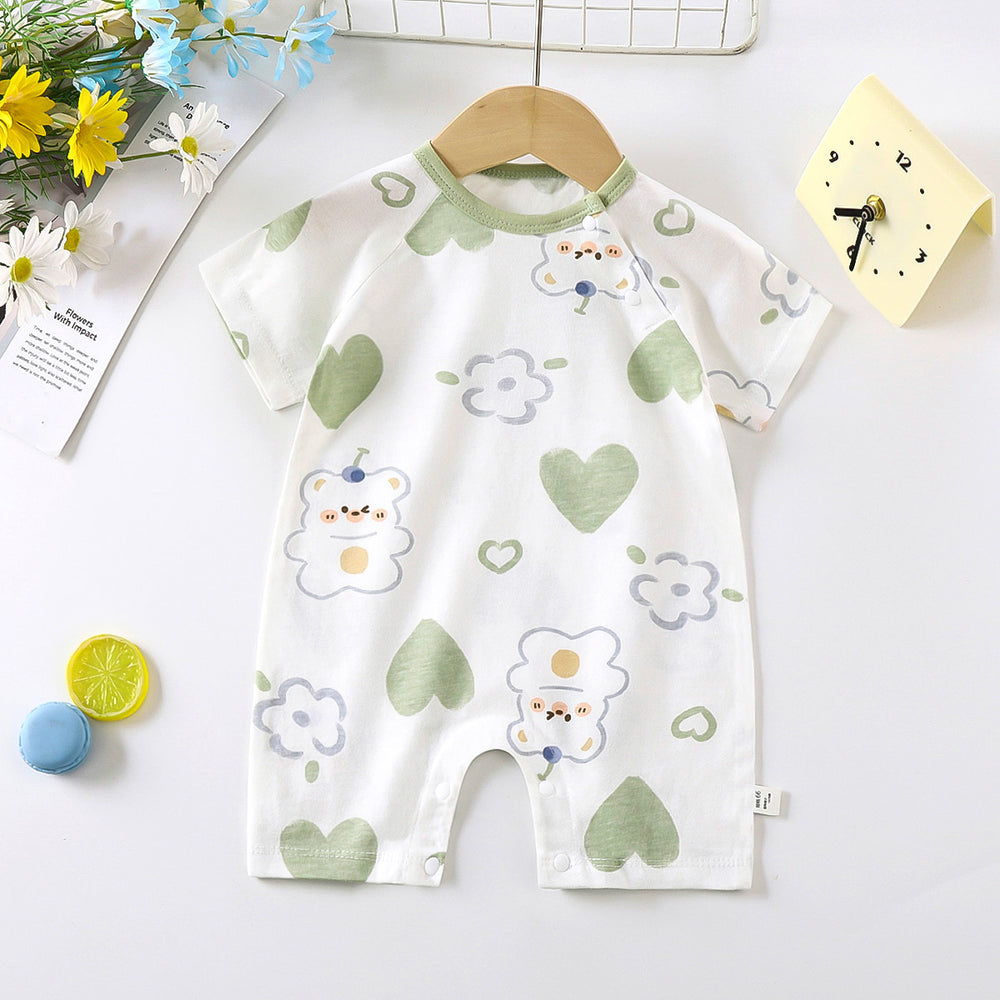 Baby clothes summer thin pure cotton air-conditioning clothes pajamas newborn baby short-sleeved onesie baby outing khaki crawling