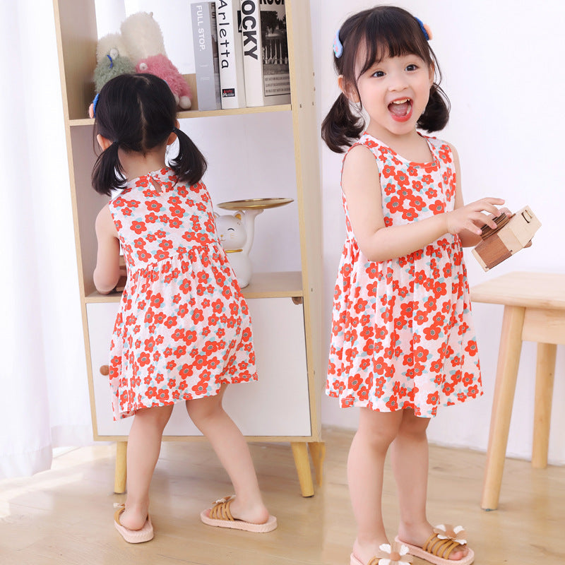 new summer collection: children's cotton silk dress - princess style for girls (sizes for mid-to-large children) - comfortable nightgown option available