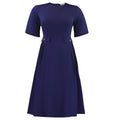 C8661 african women's clothing  summer new arrival: round neck short sleeve elegant solid color midi dress, european and american style