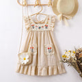 e-commerce vintage lace girl's dress, embroidered lace, small pocket, beach vacation dress, dropshipping available