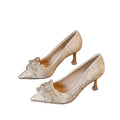 French-style pointed-toe pumps for women, 2026 rhinestone floral engagement, bridal, and bridesmaid shoes, stiletto high heels