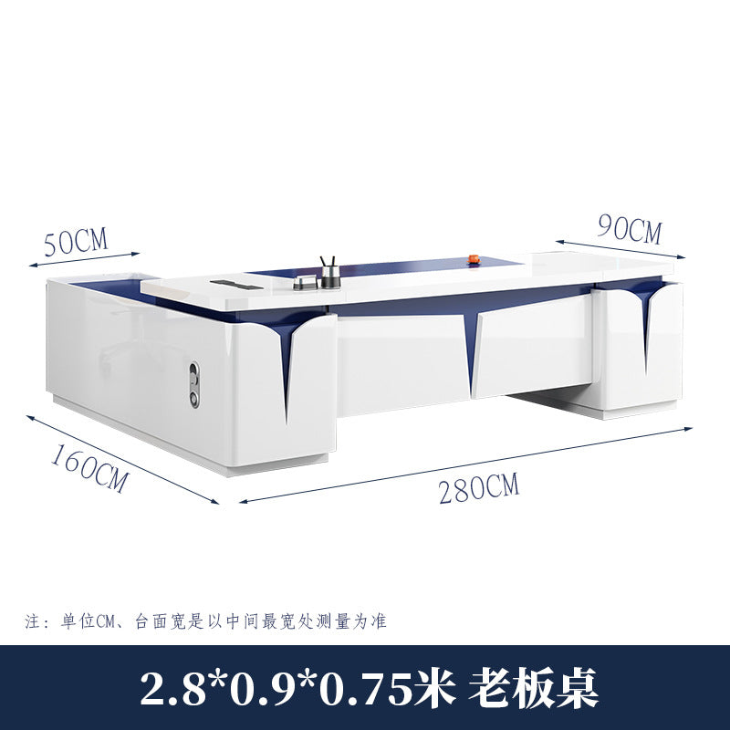 Piano lacquer office desk - designer creative high-end executive desk - stylish white manager supervisor executive desk