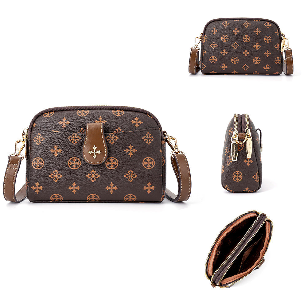 Baellerry new women's bag European and American style old pattern double zipper women's bag fashion messenger shoulder bag