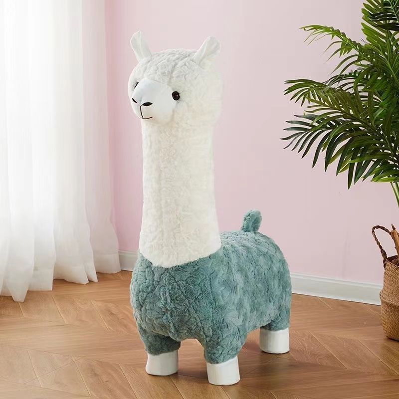 Extra large creative alpaca stool, accessible luxury animal stool, floor-standing handmade ornaments, scandinavian style shoe changing stool, festival