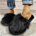 2024fall and winter imitation fox fur k-style baotouflats slippers popular same style outwear fur half slippers for women wholesale