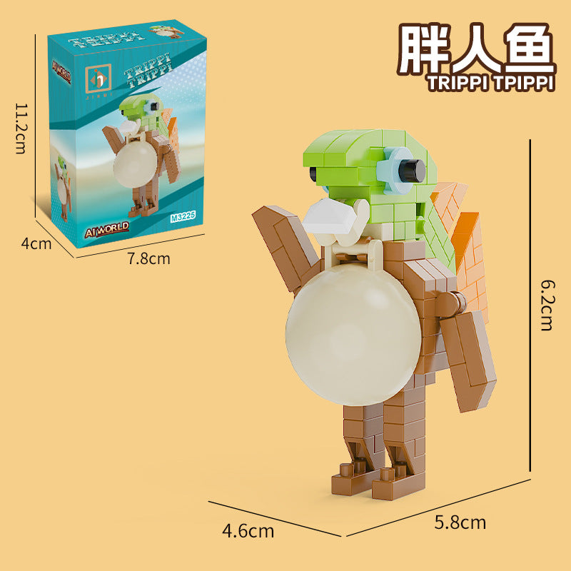 [half price big sale] ai shan hai jing wooden stick man banana monkey shark puzzle assembled building blocks handmade toy ornaments