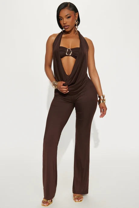 European and american summer new women's cross-border sexy metallic embellished off-the-shoulder bandeau halter top slim-fit pants set