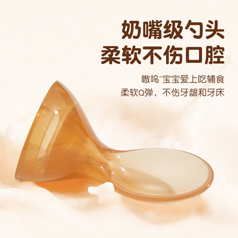 English card baby rice paste bottle extrusion feeding spoon silicone rice paste spoon baby complementary food feeding rice paste bottle