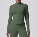 seamless pure color tight high elastic breathable stand collar zipper outwear sports running fitness yoga wear tops for women