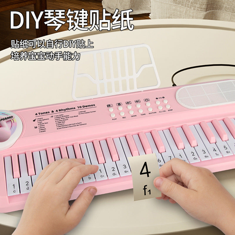 New children's piano 37-key multifunctional electronic keyboard - early education toy with microphone for girls