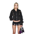 Fashion cross-border trend iron ring cut out men's and women's same style loosecardigan zipper hooded sweatshirt eyelet designsuit