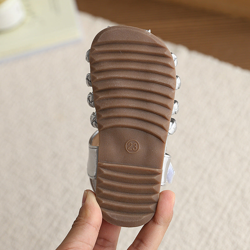 Girls' sandals: new  summer collection - closed-toe roman sandals, breathable and non-slip beach shoes for little girls, kids' footwear