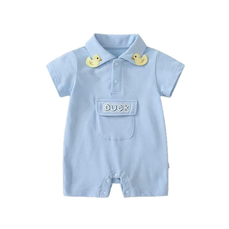 Summer lightweight chic baby boy short-sleeve romper outfit - summer wear for newborns and infants, perfect for outdoor adventures
