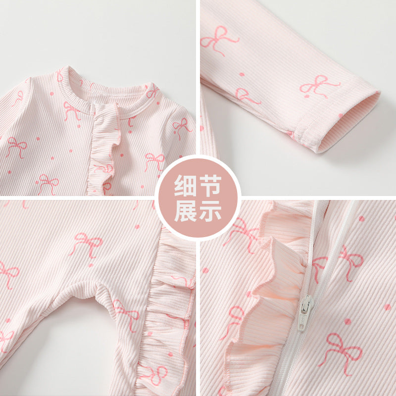 Newborn baby clothes spring outfit full month baby girl romper warm spring autumn newborn inner layer crawling suit long sleeve