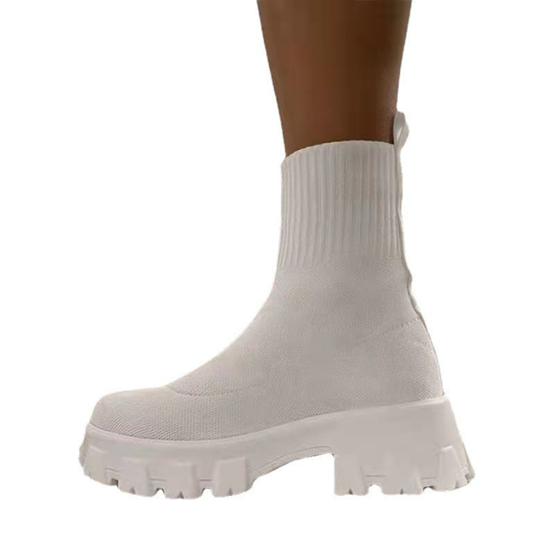 new arrivalplus size women's shoes fly woven sports short boots women's 2024fall and winter independent station women's boots plus size slip-on socks