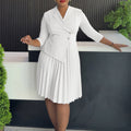 D597 cross-border  european and american women's winter suit collar shirt plus size fashionable elegant pleated foreign trade dress
