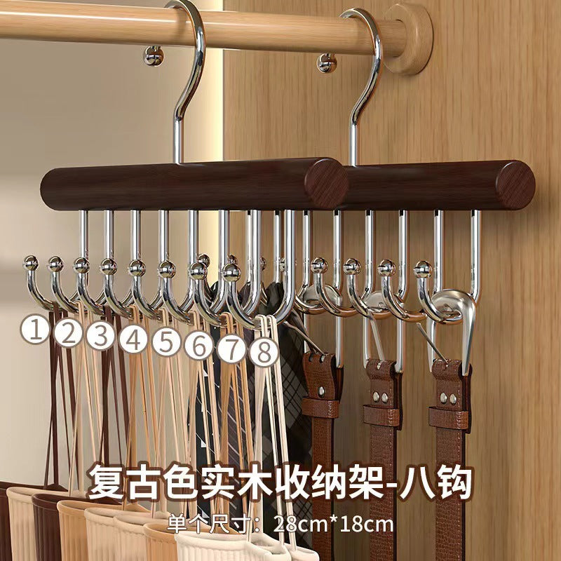 Solid wood clothes hanger intimates vest wooden storage rack tie hanging multi-function hook clothing store clothes drying rack wholesale