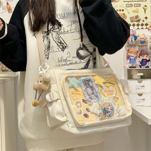 New arrivaleasiest for match class book college style casual large capacity messenger bag student transparent bar shoulder bag pain bag