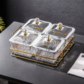 [with lid] transparent 4-compartment fruit plate + iron frame, thickened plastic