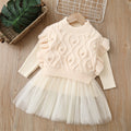 Winter kids' sweater dress set: girls' princess dress with vest - two-piece outfit for baby girls, princess style