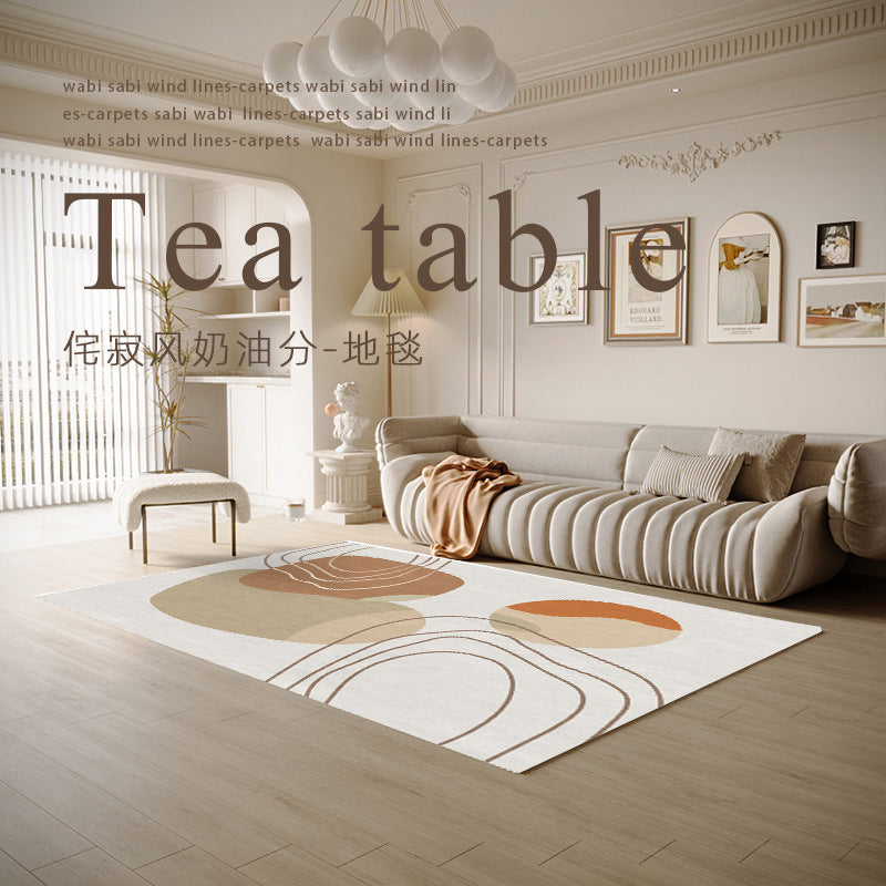 wabi-sabi style carpet living room light luxury high-end sofa coffee table blanket cream japanese style floor mat bedroom bedside carpet