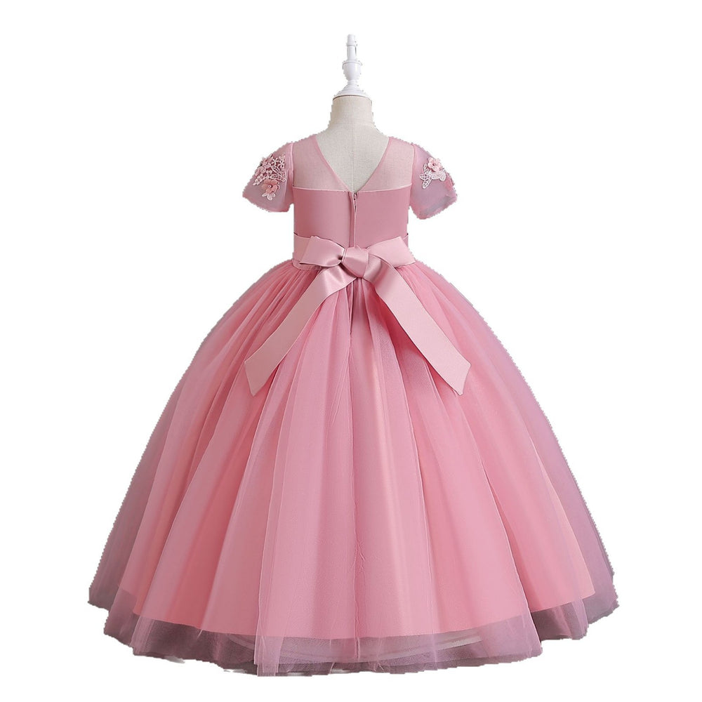 wedding dress kids' short-sleeve princess dress flower girl piano performance dress children's dress