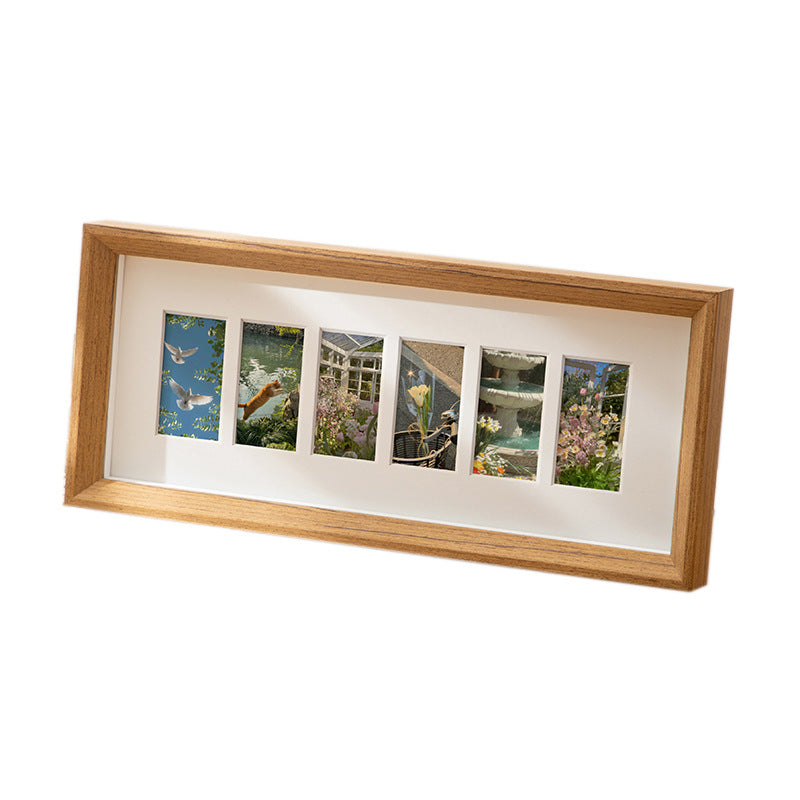 Nordic wooden multi-grid shell specimen photo frame 6-hole hollow table handmade DIY three-dimensional cardboard decorative ornament