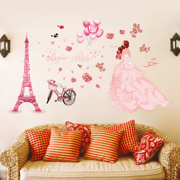 Wedding girl wall sticker, bedroom living room bedside background wall decoration romantic warm wall sticker XL8265