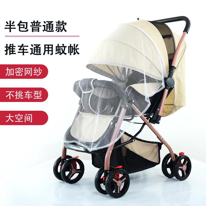 Universal full coverage mosquito net for strollers - baby carriage mosquito net cover with sunshade, wind protection, and mesh curtain - anti-mosquito net for pram/baby carriage