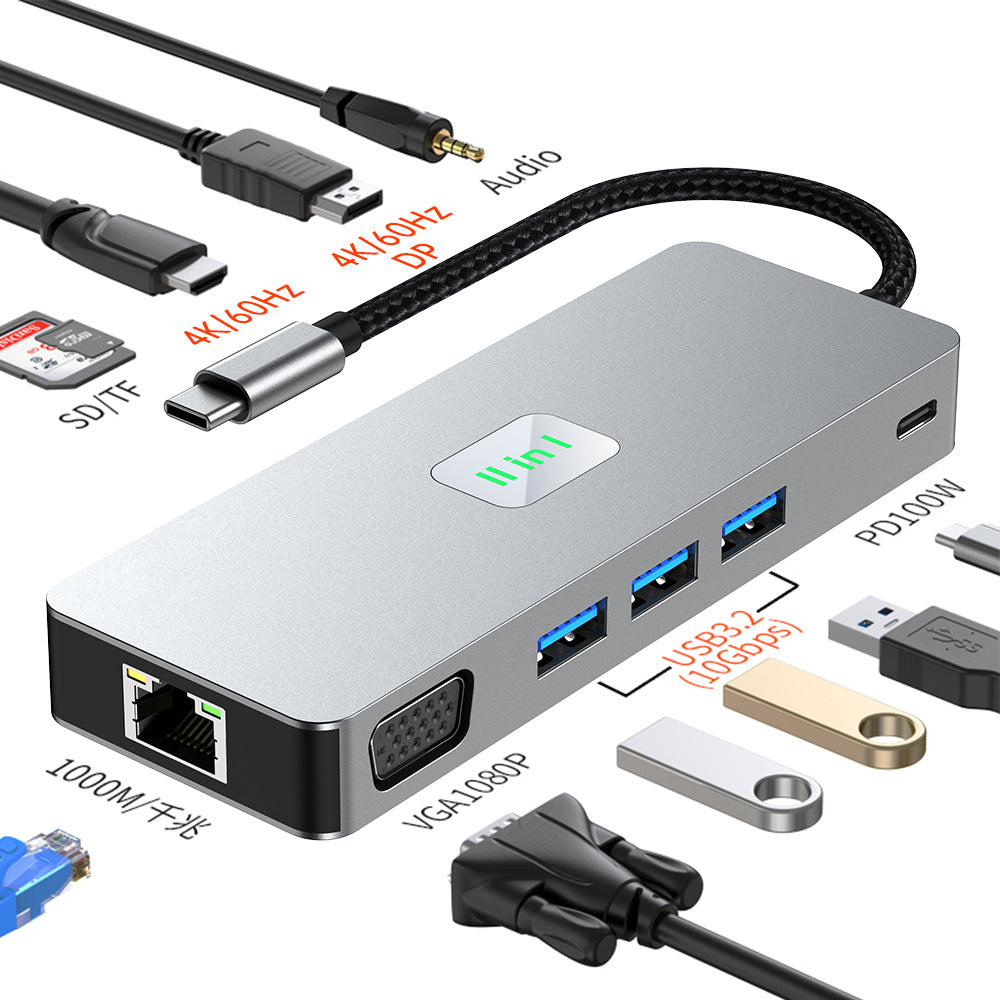 usb hub 3.2 docking station type-c hd+dp+vga three-screen different display mst multi-screen expansion dock