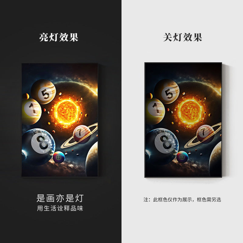 Trend billiard room luminous decorative painting imitation abyss mirror cyberpunk astronaut hanging painting billiard hall luminous lamp painting