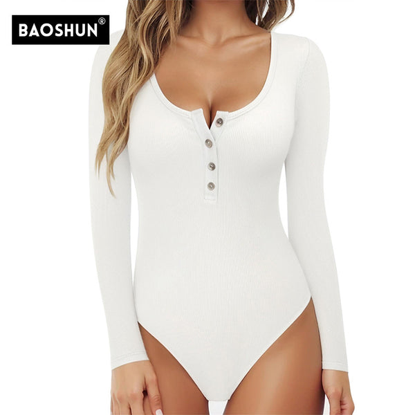 Baoshun seamless button-up long-sleeved triangular yoga onesie supports pregnancy and belly tight onesie yoga clothing
