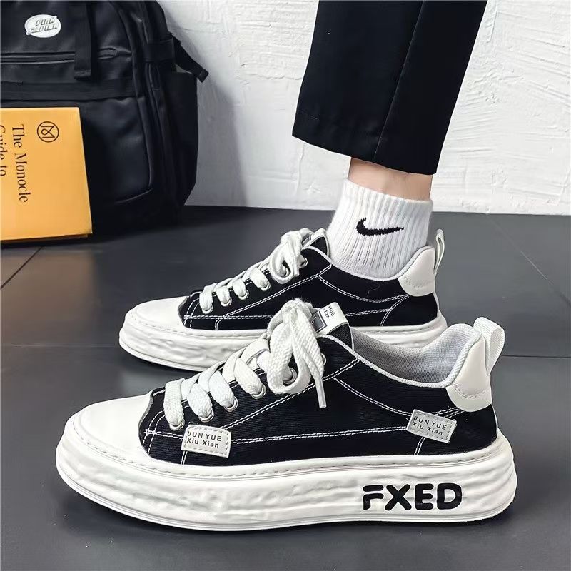 Canvas men's winter breathable casual low-top flat shoes - student trendy versatile athletic design niche canvas shoes