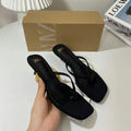 Za summer new 2024 french square toe high heel women's shoes, thong sandals with open toe and slingback, fashion sandals for women