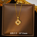 Copper inlaid zirconium four-leaf clover necklace for women, titanium steel real gold plating popularinsfashion flower exquisite sweater chain jewelry